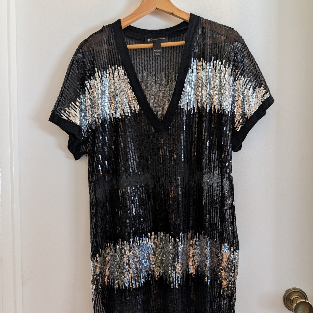 Sequined T-shirt Top or Short Dress by INC International Concepts